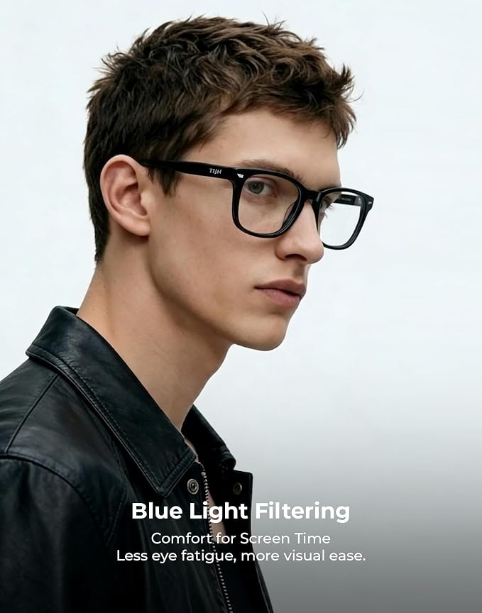 TIJN Premuim Blue Light Blocking Glasses for Women Men Square Frame Nerd Eyeglasses Anti Blue Ray Computer Screen Glasses