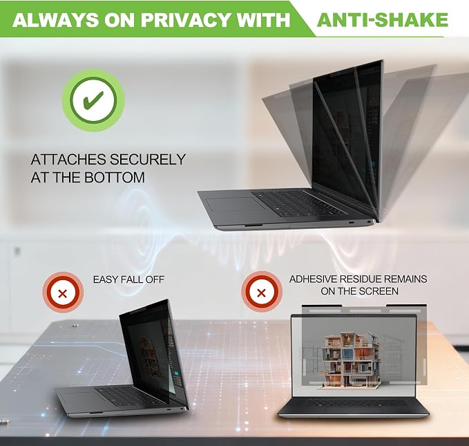 Magnetic Laptop Privacy Screen 14 inch for 16:9 Computer Monitor, Removable Anti-Glare Screen Privacy Shield, Screen Filter and Protector for Laptop (12 3/16" × 6 7/8"), Fits (FHD 1920 × 1080)