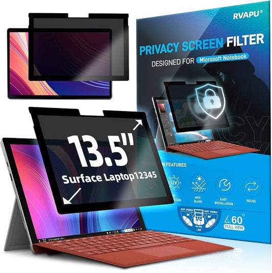 Laptop Privacy Screen Protector for Microsoft Surface Laptop1/2/3/4/5/6 13.5 inch Fully Removable Anti Spy Anti Glare Blue Light Filter Reusable Anti Peek Privacy Screen