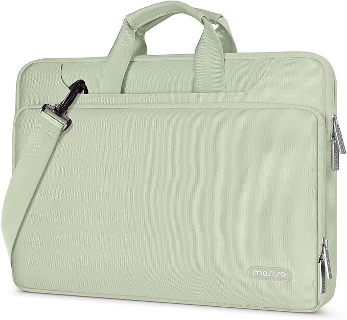MOSISO 360 Protective Laptop Bag 15.6 inch, 15-16 inch Computer Bag Compatible with MacBook Air 15 inch/Pro 16 inch, HP,Dell,Lenovo,Asus,Notebook, Laptop Carrying Case with Strap&Handle, Sage Green
