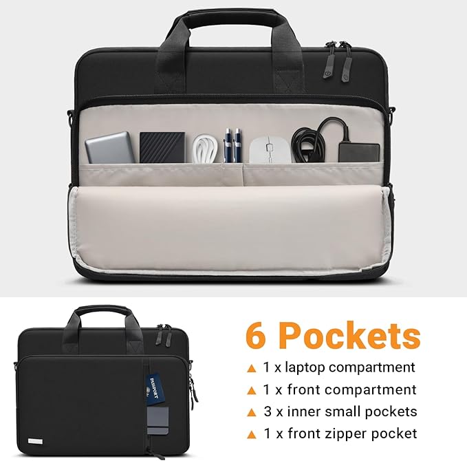 TECOOL 17 17.3 Inch Laptop Bag, 360 Protective Case Messenger Bag Waterproof Computer Sleeve Briefcase with Shoulder Strap for 17-17.3 Inch Acer ASUS Lenovo HP Laptop Notebook, Black