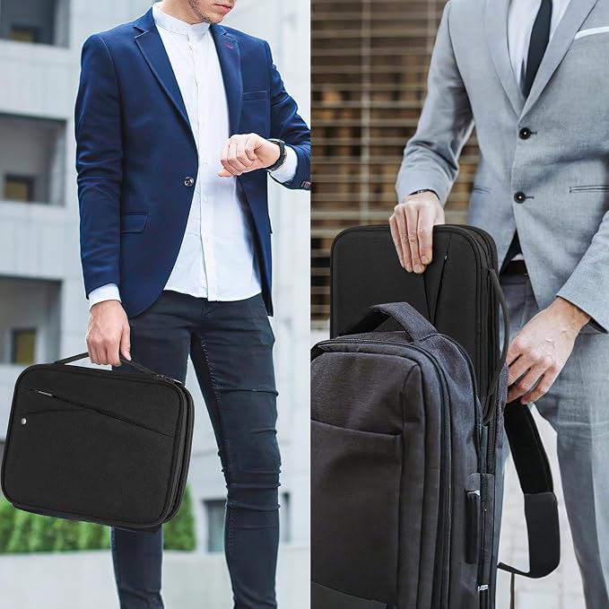 MoKo 13.3-14 inch Laptop Sleeve Case with Multi-Pockets for New 13" MacBook Neo A18, 14" Mac Pro M3/M2/M1, 13" MacAir M4/M3/M2/M1, Protective Padded Handle Laptop Bag with Accessories Pockets, Black