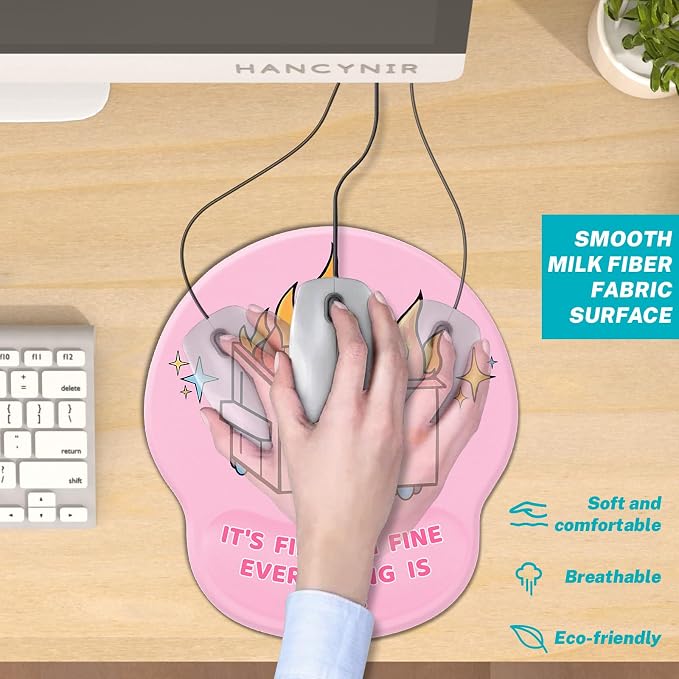 Hancynir Ergonomic Mouse Pad with Wrist Rest, Funny Cute Dumpster on Fire Mouse Pads Wrist Support for Desk, Comfortable Computer Mousepad for Gaming Laptop Work Home Accessories Office Supplies Decor