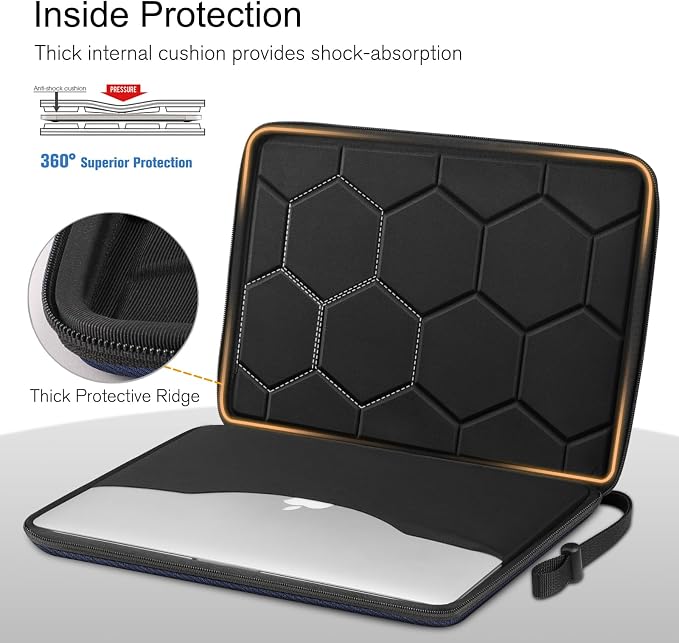 FINPAC Hard Laptop Sleeve Case for 15.3 inch MacBook Air M5 M4 M3 M2 (2026-2023) A3448 A3241 A3114 A2941, 16.2 inch MacBook Pro 2026 M5/M4/M3/M2/M1 Pro/Max, Waterproof Case for Surface Laptop, Navy