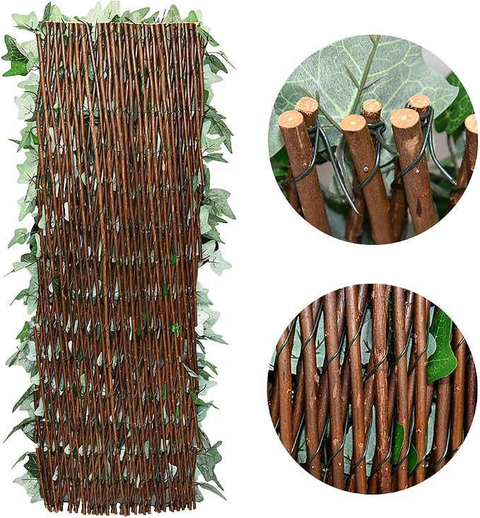 GLANT Expandable Fence Privacy Screen for Balcony Patio Outdoor,Decorative Faux Ivy Fencing Panel,Artificial Hedges (Single Sided Leaves)