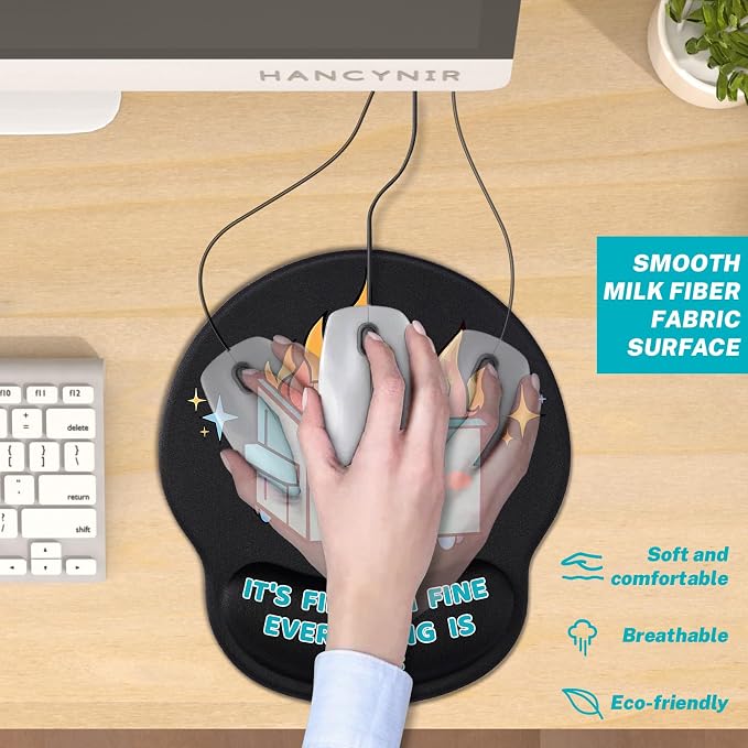 Cute Funny Ergonomic Mouse Pad Wrist Support, Dumpster on Fire Gel Mouse Pads with Wrist Rest, Comfortable Pain Relief Mousepad with Non-Slip PU Base for Gaming Work Desk Accessories Office Decor