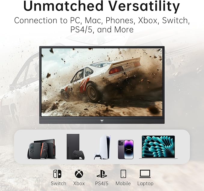 KTC Portable Monitor 15.6 Inch FHD 1080P Travel Monitor for Laptop, MacBook Phone PS5 Xbox Switch, HDMI USB C, HDR, IPS Slim Second Screen with Built-in Speakers, H15F9