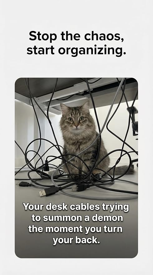 314 Piece Cord Organizer & Cable Management Set, All in One Desk and TV Cable Management Kit with Clips, Sleeves, Ties, Mounts for Home Office Perfect Tech Organizer Scissors & Travel Case Included