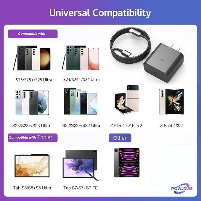 45W USB C Charger Super Fast Type C Charging Compatible with Samsung Galaxy S26 S25 S24 S23 Ultra S26+ S25+ S24+ S23+and More Series,Wall Android Phone Charger & 6ft C Cable Cord (Black 1)