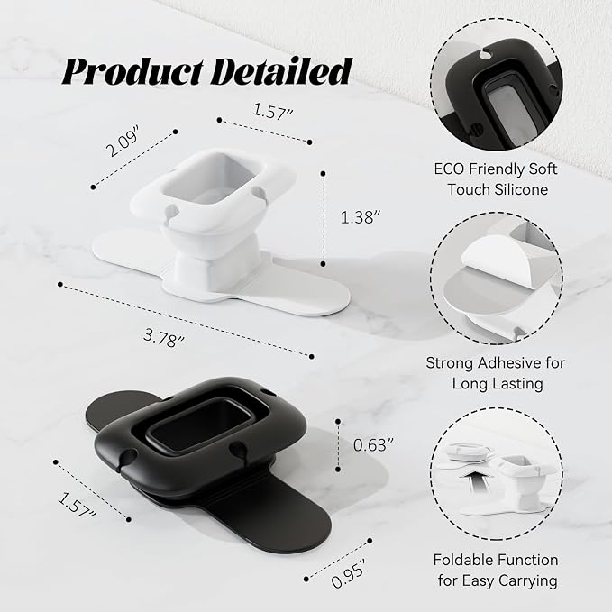 Silicone Collapsible Cord Wrap Foldable Charger Organizer Compatible with Phone Charger and Adapter, Wired Manager Holder Wrap Winder Cable Management Travel Essentials (Black&White)