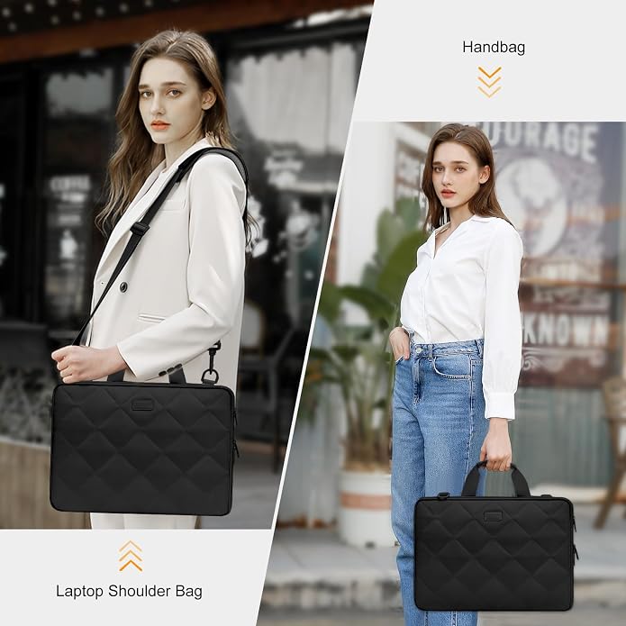 MOSISO 360 Protective Laptop Shoulder Bag, Double Layer Fluffy Padded Laptop Bag with Anti-theft Zipper