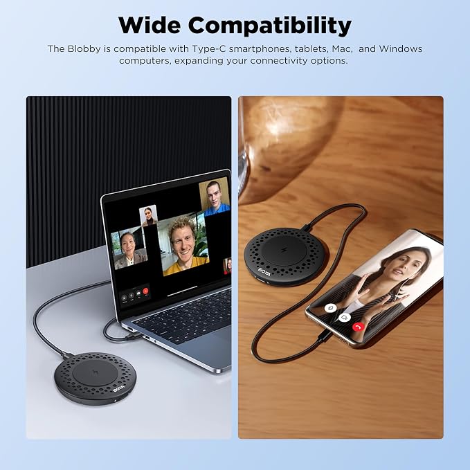 BOYA Blobby USB Conference Microphone,Desktop Computer Microphone with Wireless Charger, Omnidirectional Condenser PC Mic for Video Conference Online Class Skype Zoom Meeting