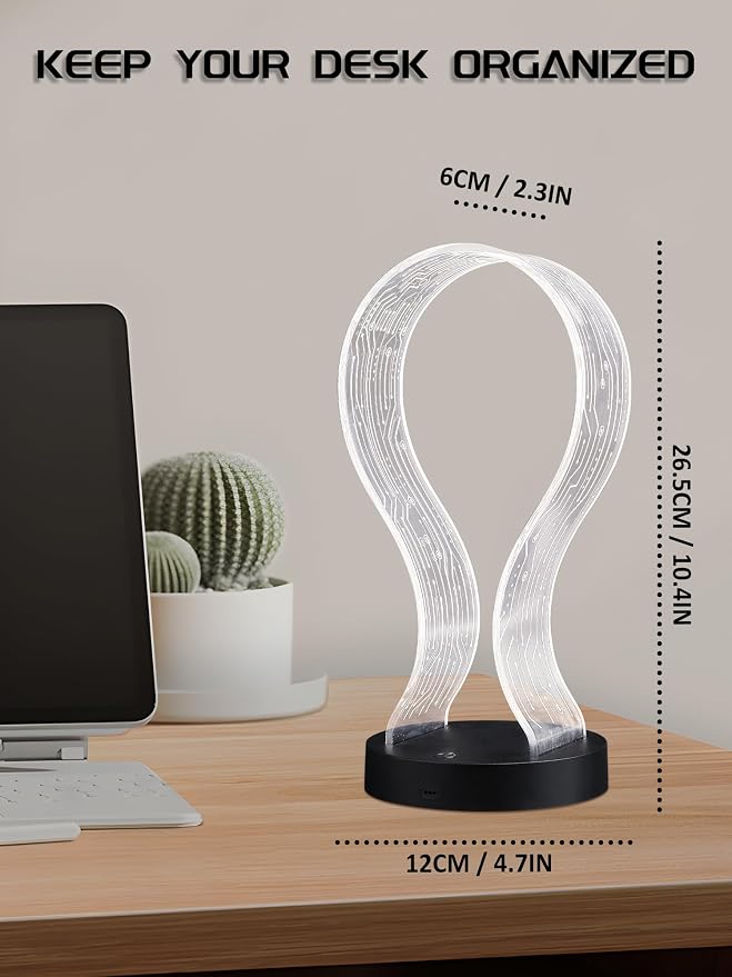 CoolGift Mart Light Up Headphone Stand with 16 Color Lights, PCB Pattern Acrylic Headset Stand with 1 USB and 1 Type-C Charging Ports, Gifts for Gamers Men Boy Father Dad and DJ Music Lovers