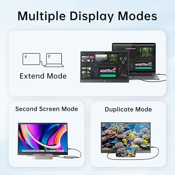 KTC Portable Monitor 15.6 Inch FHD 1080P Travel Monitor for Laptop, MacBook Phone PS5 Xbox Switch, HDMI USB C, HDR, IPS Slim Second Screen with Built-in Speakers, H15F9