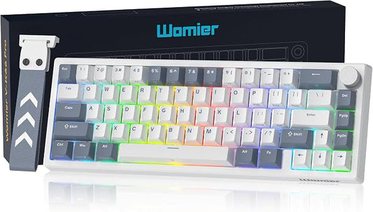 Womier VK66 PRO 60% Gaming Keyboard Wired, QMK/VIA Creamy Mechanical Keyboard, Hot Swappable Gasket Mount RGB Key Board & Translucent Keycaps (White)