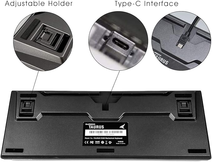 DURGOD Taurus K320 TKL Mechanical Gaming Keyboard - 87 Keys - Double Shot PBT - NKRO - USB Type C (Cherry Speed Silver, Space Grey)