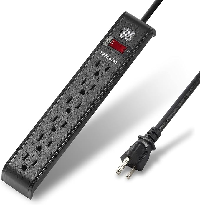 Power Strip Surge Protector, 4 Feet Extension Cord, 600 Joules Surge Protection, Multiple Protection 6 Outlet Strip, ETL Listed, 2 Packs