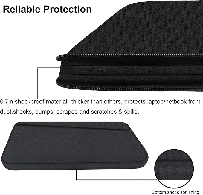 Laptop Sleeve 15.6 inch, Durable Computer Carrying Bag Protective Case Briefcase Handbag with Front Pocket, Slim Laptop Cover for 15-16 Inch HP, Dell, Lenovo, Asus, Notebook, Black
