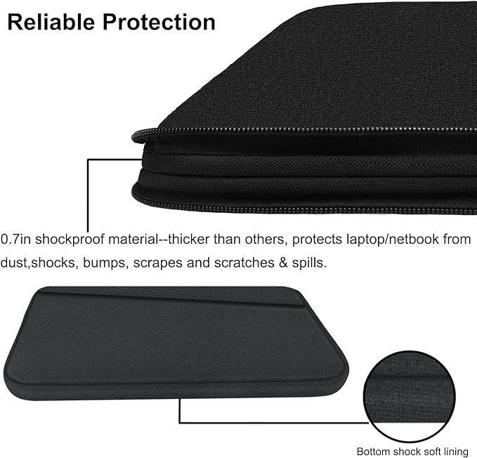 15 Inch Laptop Sleeve, Durable Computer Carrying Bag Protective Case Cover Briefcase Handbag with Front Pocket, Slim Laptop Case Cover for 15.4 Inch HP, Dell, Lenovo, Asus, Notebook, Black