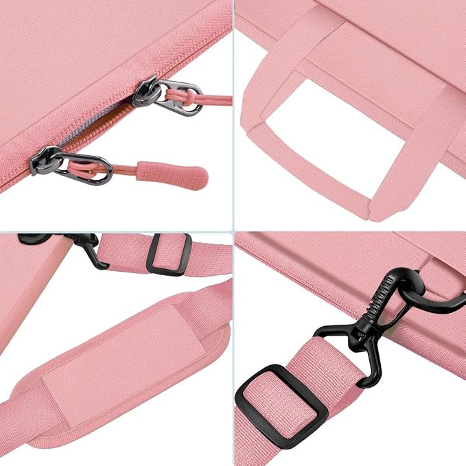 Hseok Laptop Shoulder Bag 17-17.3 inch Case, Durable Shockproof Protective Briefcase with Multi-Pockets Compatible with Lenovo Most 17-17.3 inch HP Acer Dell ASUS MSI Notebooks,Pink