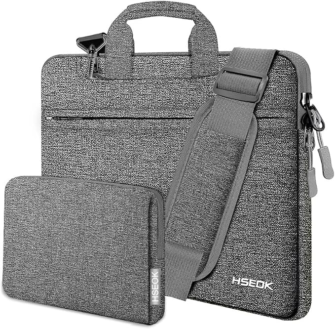 Hseok Laptop Shoulder Bag 13-14 inch Shockproof Water-Resistant HandBag with Small Case Compatible with MacBook Pro/Neo 14" M5/M4/M3/M2/M1, Mac Air/Pro 13.3", XPS 13/14, Most 13"-14" PC,Dark gray