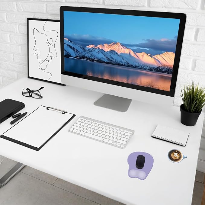 Ergonomic Mouse Pad,Non Slip Mousepad Wrist Rest Support for Office, Computer, Laptop & Mac(A-Grey Purple)