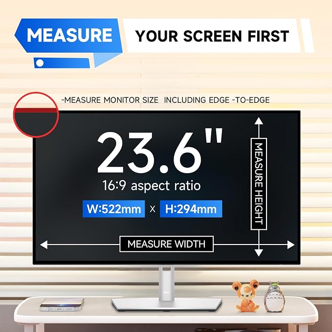 IPROKKO 2 Pack 23.6 inch Anti-Blue Light Monitor Screen Protector for 16:9 Widescreen, Removable Anti Glare Blue Light Blocking Screen Filter, Anti-UV Eye Protection PC Computer Film [Washable Wipes Clean]