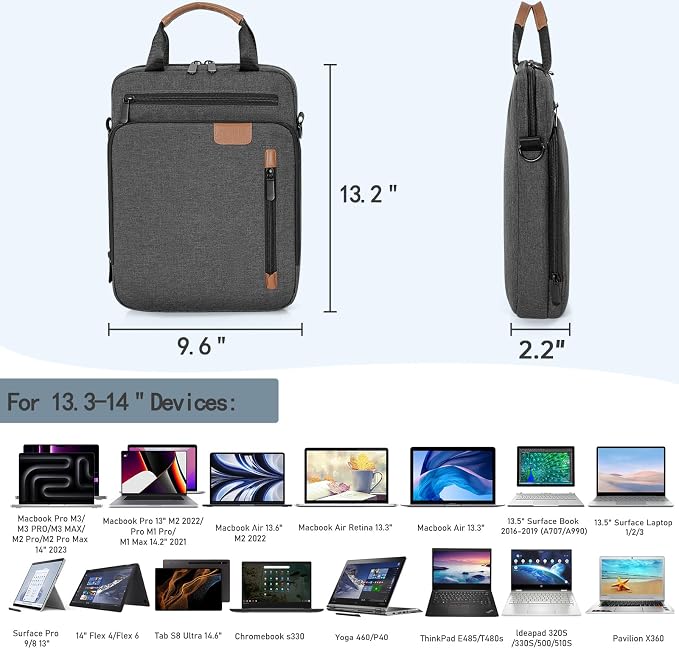 Laptop Sleeve Bag, Padded Carrying Case for MacBook Pro M3/M2 14" /13", MacBook Air 13.6" M3/M2 2024/2022, Surface Pro AI PC/9/8 13",Protective Bag with Accessory Pocket