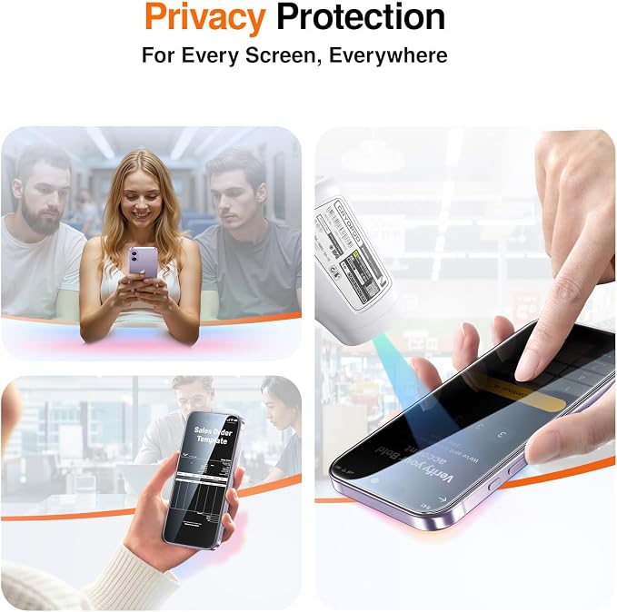 SMARTDEVIL 2 Pack Privacy Screen Protector for iPhone 17, Anti-Spy Tempered Glass Film, 9H Hardness Military Grade Shatterproof, Easy to Install, Auto Bubble-Free and Dust-Free Box, Case Friendly