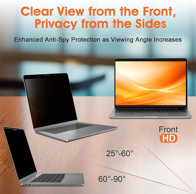 Privacy Screen for 14 Inch MacBook Pro (2021-2025, M1,M2,M3,M4,M5, Pro/Max), Reduce Eye Strain Anti Glare Blue Light Laptop Privacy Screen Shield, Anti Scratch Protector for Mac 14in