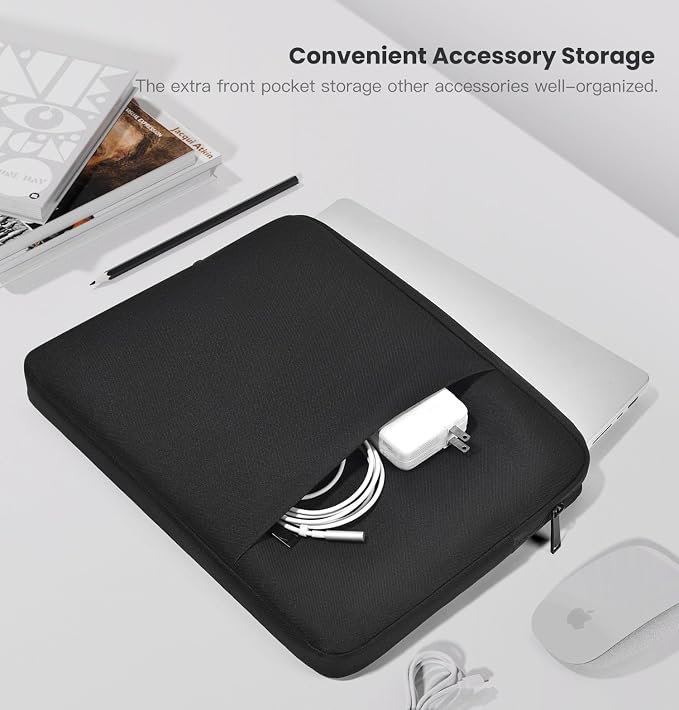 13 inch 360° Protective Laptop Sleeve Case for 2025 MacBook Air 13.6 inch M4/M3/M2/M1 A3240 A3113 A2681 A2337, Shockproof Water-Resistant Laptop Bag Cover w/Accessory Pocket