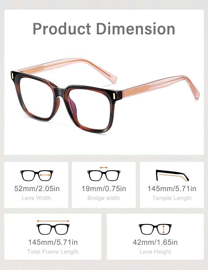 Madison Avenue Trendy Sqaure Blue Light Blocking Glasses for Women with Case, Stylish Anti Glare Glasses for Computer