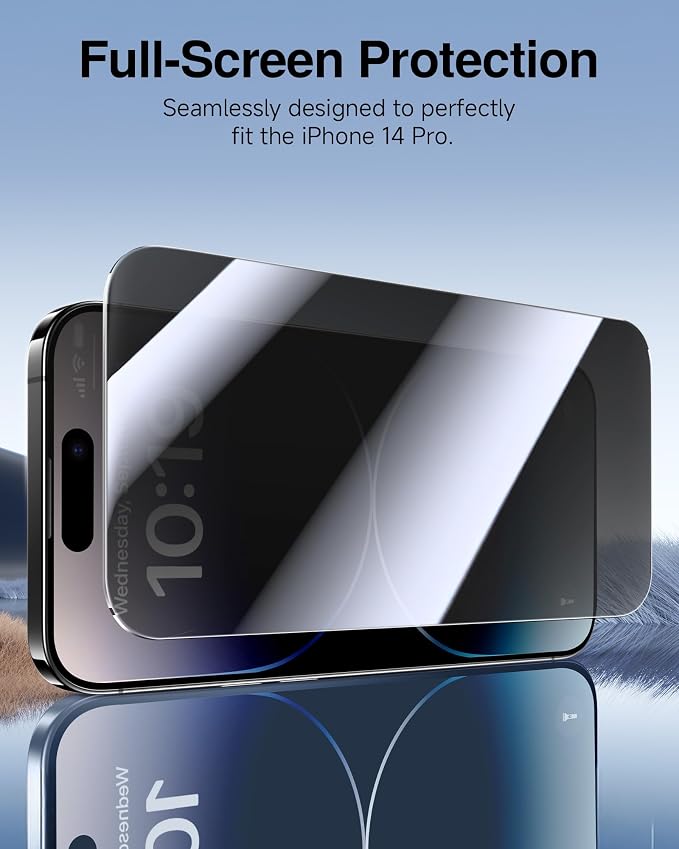 SMARTDEVIL 2 Pack for iPhone 14 Pro Max Privacy Screen Protector, Military Grade Shatterproof, 9H Hardness, Anti-Spy Tempered Glass, Fast & Easy Installation, Case Friendly