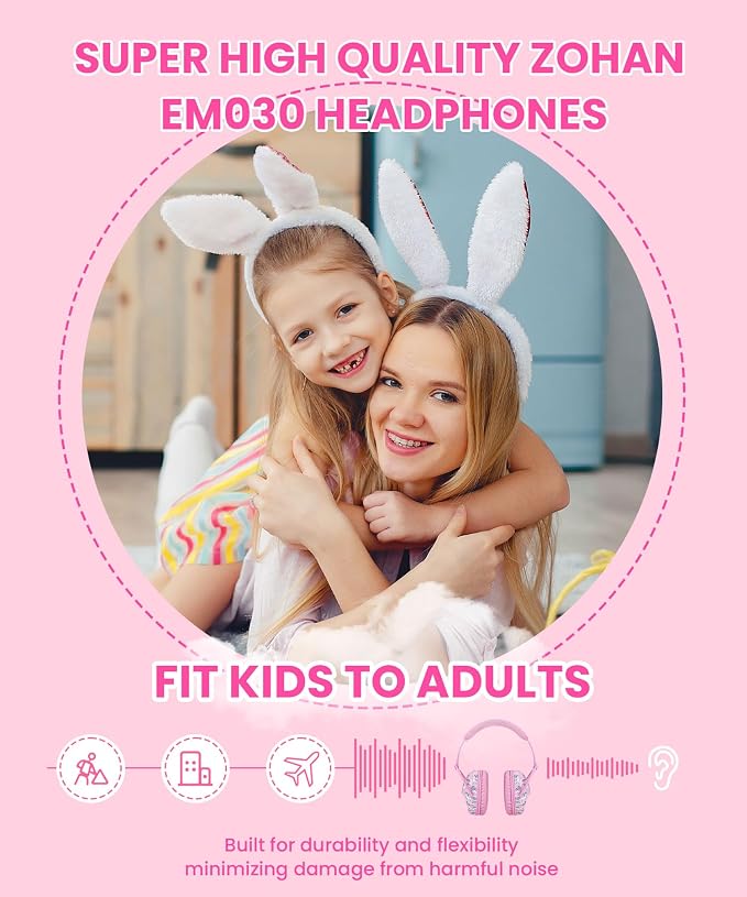 ZOHAN EM030 Kids Ear Protection, Noise Cancelling Headphones Ear Muffs for Autism Sensory, Safety Noise Reduction Hearing Protection for Monster Truck/Concerts/Fireworks/Air Shows