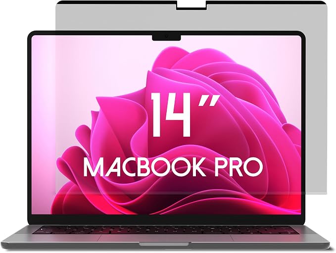 Magnetic Privacy Screen for MacBook Pro 14 Inch (2021-2026, M1, M2, M3, M4, M5, Pro, Max), Removable Laptop Privacy Filter, Blue Light Blocking Shield and Protector