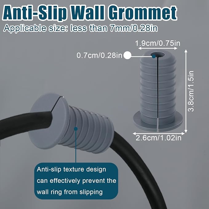4pcs 3/4 Inch Cable Grommets for Starlink, Anti-Slip Cable Routing Kit Split Wall Hole Pass Through Bushing Grommet for Ethernet/TV Wires Waterproof Cord Protection Accessories Part (19mm Dia, Gray)