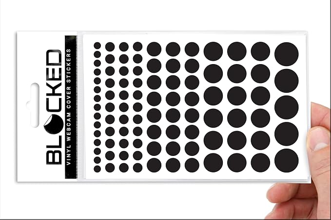 Blocked Original Vinyl Webcam Cover Stickers | Restickable & Stackable Privacy Covers | for All Camera-endable Devices | 5-Sizes | 95 Black (Muted Matte)