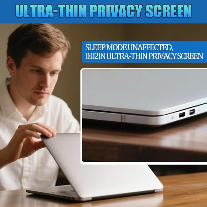 Privacy Screen Protector for MacBook Pro 13 Inch (2016-2022, M1,M2) - Nano-Suction Removable Anti-Spy Filter, Blue Light Blocking, Ultra-Thin Design