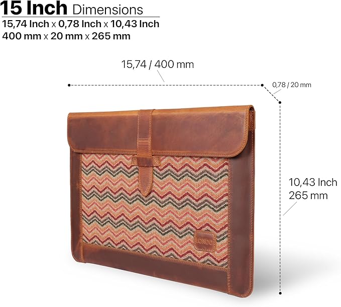 Londo Leather Sleeve Compatible with MacBook Pro 16 & MacBook Pro 15 Inch (M5, M4, M3, M2, M1, Pro, Max), Premium Top Grain Leather Laptop Bag, 2020 to 2026 Models