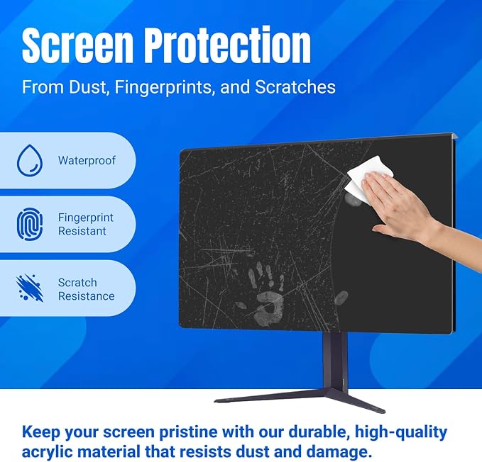 Hanging Computer Privacy Screen Protector Shield Compatible for 23.8/24 Inch 16:9 Widescreen Desktop Monitor - Anti Glare Filter Blue Light Filter Type Anti Scratch