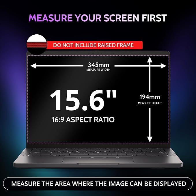 Peslv 360° 4 Way Laptop Privacy Screen for 15.6 Inch 16:9 Aspect Ratio Computer Monitor, Anti Glare Blue Light Spy Filter Private Cover, Bubble-Free Black Security Protector