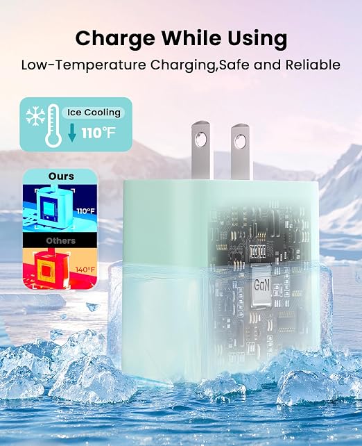 FEEL2NICE iPhone Charger Fast Charging 2 Pack Type C Wall Charger Block with 2 Pack [6FT&10FT] Long USB C to Lightning Cable for iPhone 14/13/12/12 Pro Max/11/Xs Max/XR/X,AirPods Pro,Green