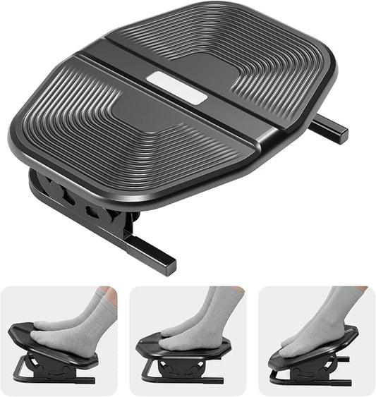 PEGZONE Under Desk Footrest,Tilt Adjustable Footrest with Massage Surface for Under Desk at Work, Office Foot Rest with 20 Degree Tilt Without Locking for Home and Office