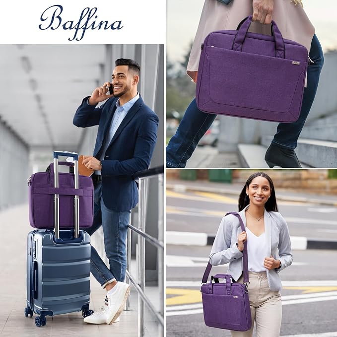 BAFFINA 17 17.3 Inch Laptop Shoulder Bag for Men Women,Waterproof Computer Carrying Case Messenger Bag with Strap for 17-18" HP Dell,Laptop Briefcase for Office business Travel College School,Purple