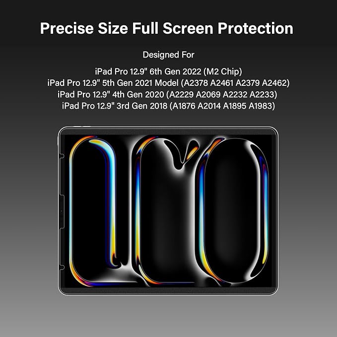 Magnetic Privacy Screen Protector Compatible with iPad Pro 12.9” 2022-2018 (6th/5th/4th/3rd Gen), Easy Install Shield Anti Glare Blue Light Filter, Horizontal and Vertical Black Security Film