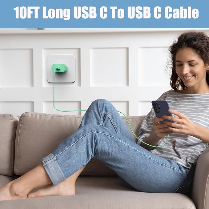 25W Super Fast Charging Cord Type C Block &10Ft USB C Android Phone Charger Cable for Samsung Galaxy S26 Ultra/S26/S26+/S25 Ultra/S25/24 Ultra/S24/S23 Ultra/S22 Ultra//Note 20/10,Green