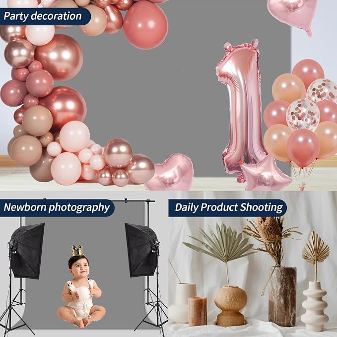 Grey Backdrop Background for Photography Photo Booth Backdrop for Photoshoot Background Screen Video Recording Parties Curtain 6x9FT