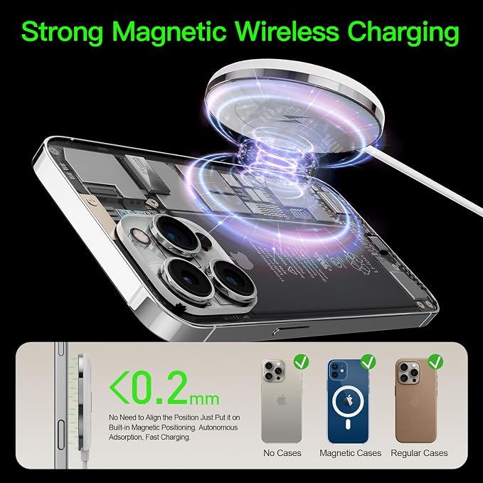 New for MagSafe Charger: Magnetic Wireless Charging Pad for iPhone 17 16 15 14 13 12 Series AirPods 4-2 Pro, Strong Magnet, with PD20W Charging Block, Ultra-Thin Portable【 1 Pack 5FT】