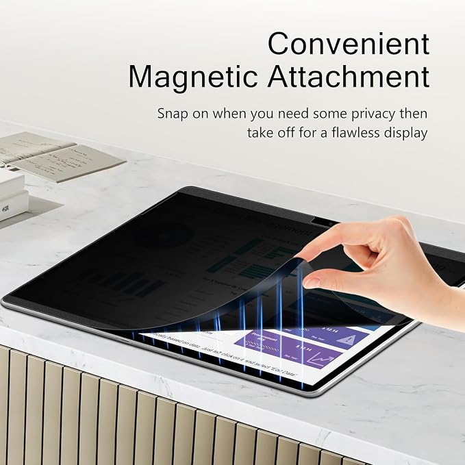 PYS Magnetic Privacy Screen for Surface Pro 11 13inch 2024 - Easy Install & Detach, Scratch Resistant, Anti-Glare Protector compatible with Microsoft Surface Pro 10/9/8/X