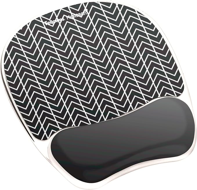 Fellowes Photo Gel Mouse Pad Wrist Rest with MICROBAN - Black Chevron (9549901)